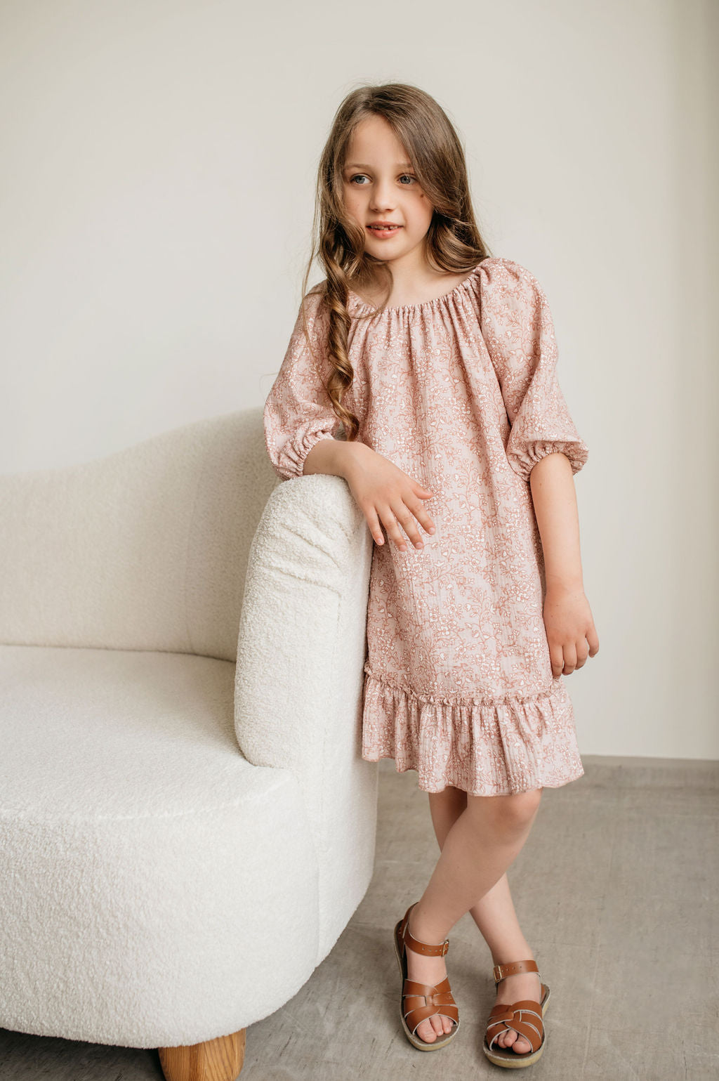 Muslin Dress with Flower Pattern