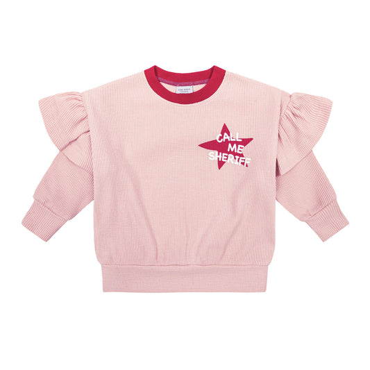 CAT PINK / WAFFLE FRILL SWEATSHIRT