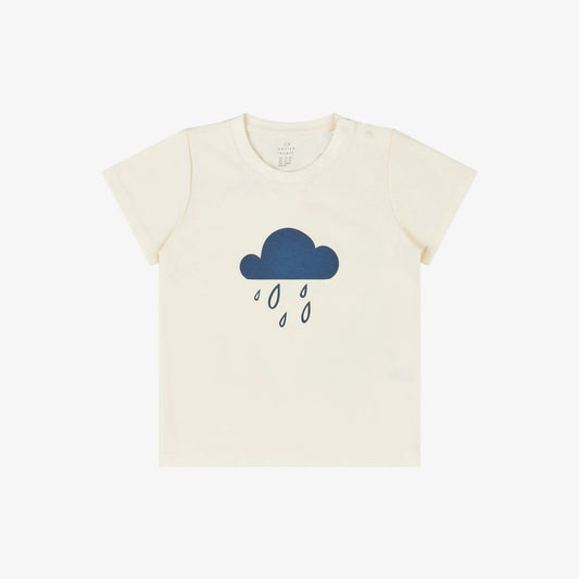 Cotton Short Sleeve Graphic Tee - Rainy Clouds