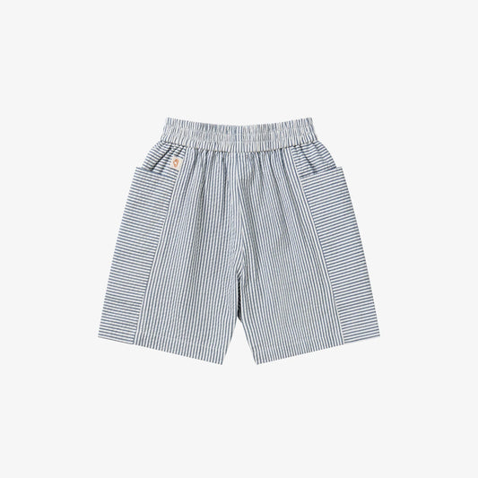 Seersucker Cotton Shorts - Seabreeze Stripe