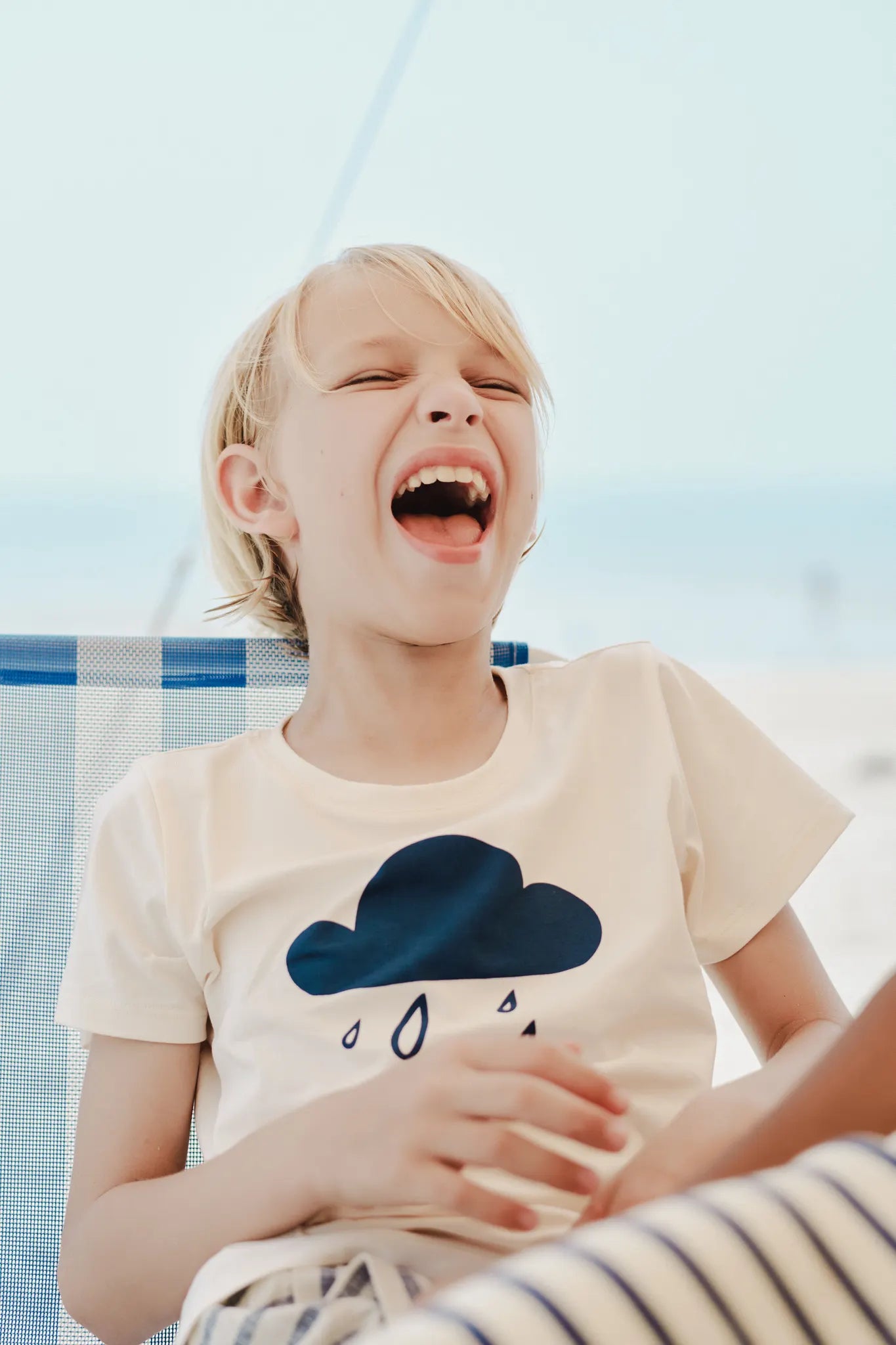 Cotton Short Sleeve Graphic Tee - Rainy Clouds